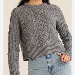 Aritzia Sunday Best Charcoal Cable Knit Sweater